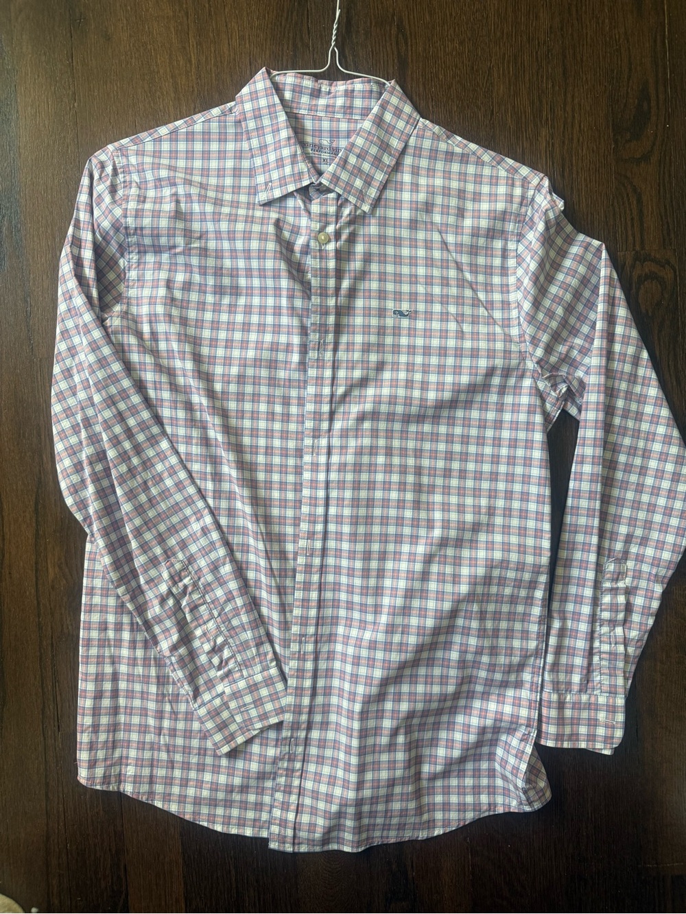 Vineyard Vines Pink and Blue Plaid Button-Up Dress Shirt